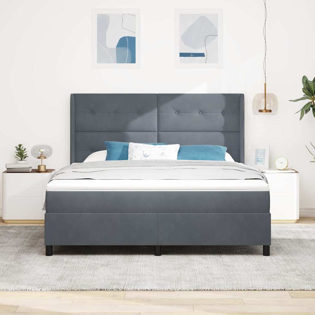 Boxspringbed met matras Donkergrijs 180 x 200 cm Fluweel is nu te koop bij PeponiXL, paradijselijk wonen!