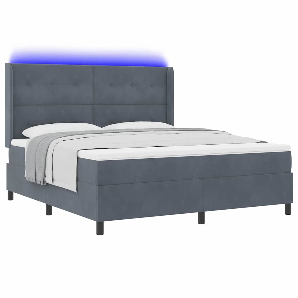 Boxspringbed met matras Donkergrijs 180 x 200 cm Fluweel is nu te koop bij PeponiXL, paradijselijk wonen!