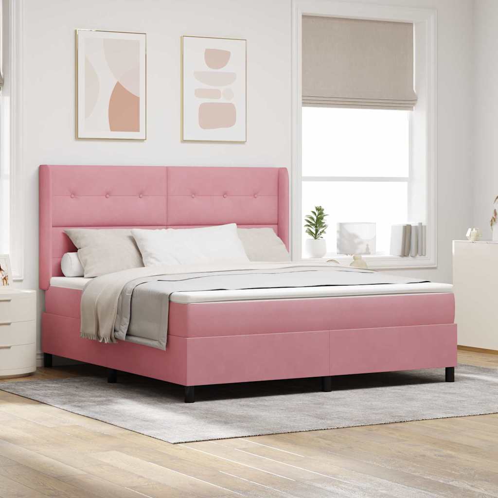 Boxspringbed met matras met LED Roze 180 x 200 cm Fluweel is nu te koop bij PeponiXL, paradijselijk wonen!