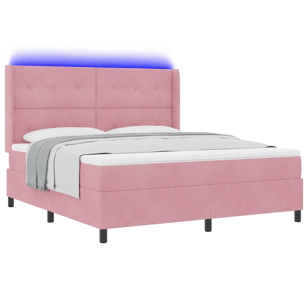 Boxspringbed met matras met LED Roze 180 x 200 cm Fluweel is nu te koop bij PeponiXL, paradijselijk wonen!