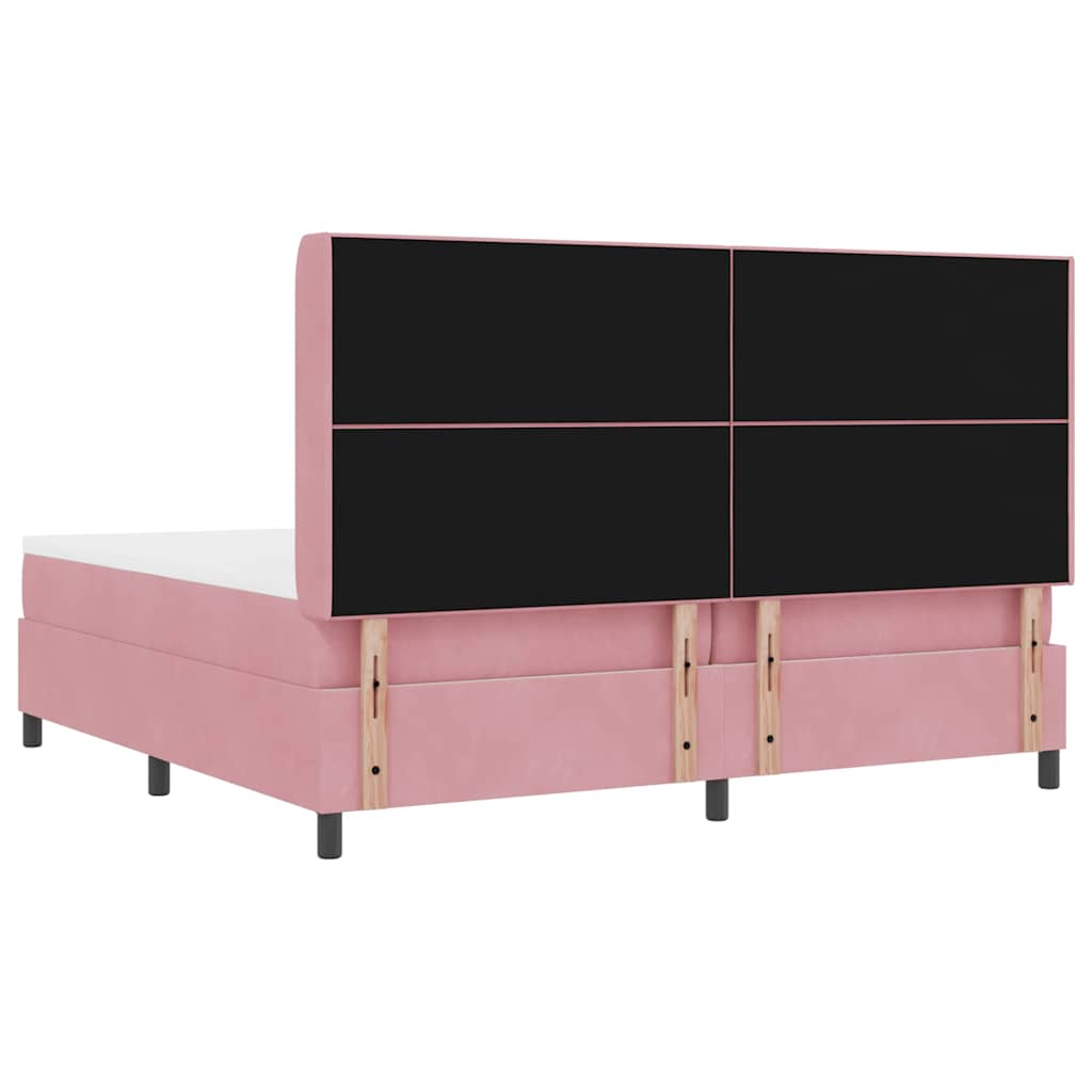 Boxspringbed met matras met LED Roze 200 x 200 cm Fluweel is nu te koop bij PeponiXL, paradijselijk wonen!