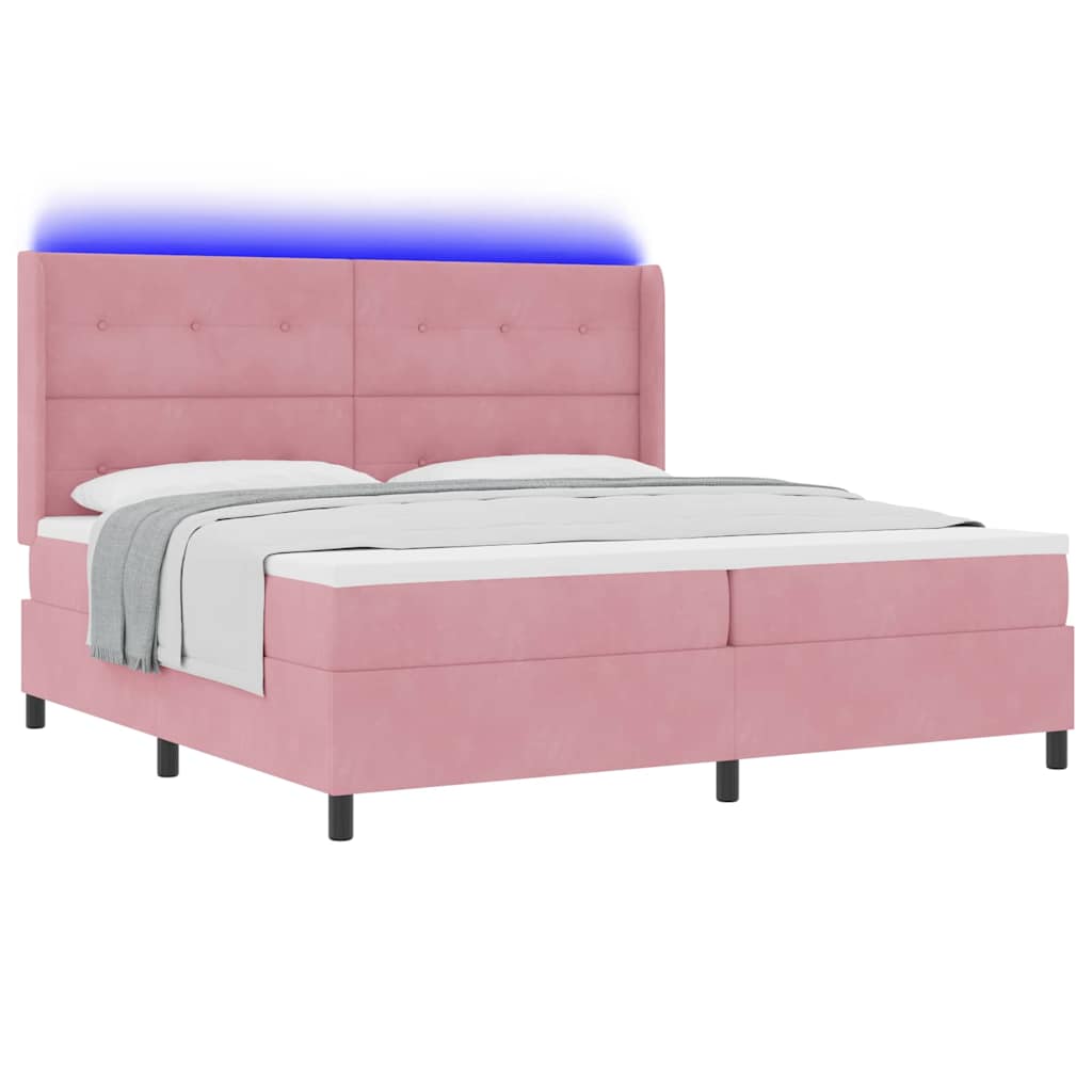 Boxspringbed met matras met LED Roze 200 x 200 cm Fluweel is nu te koop bij PeponiXL, paradijselijk wonen!