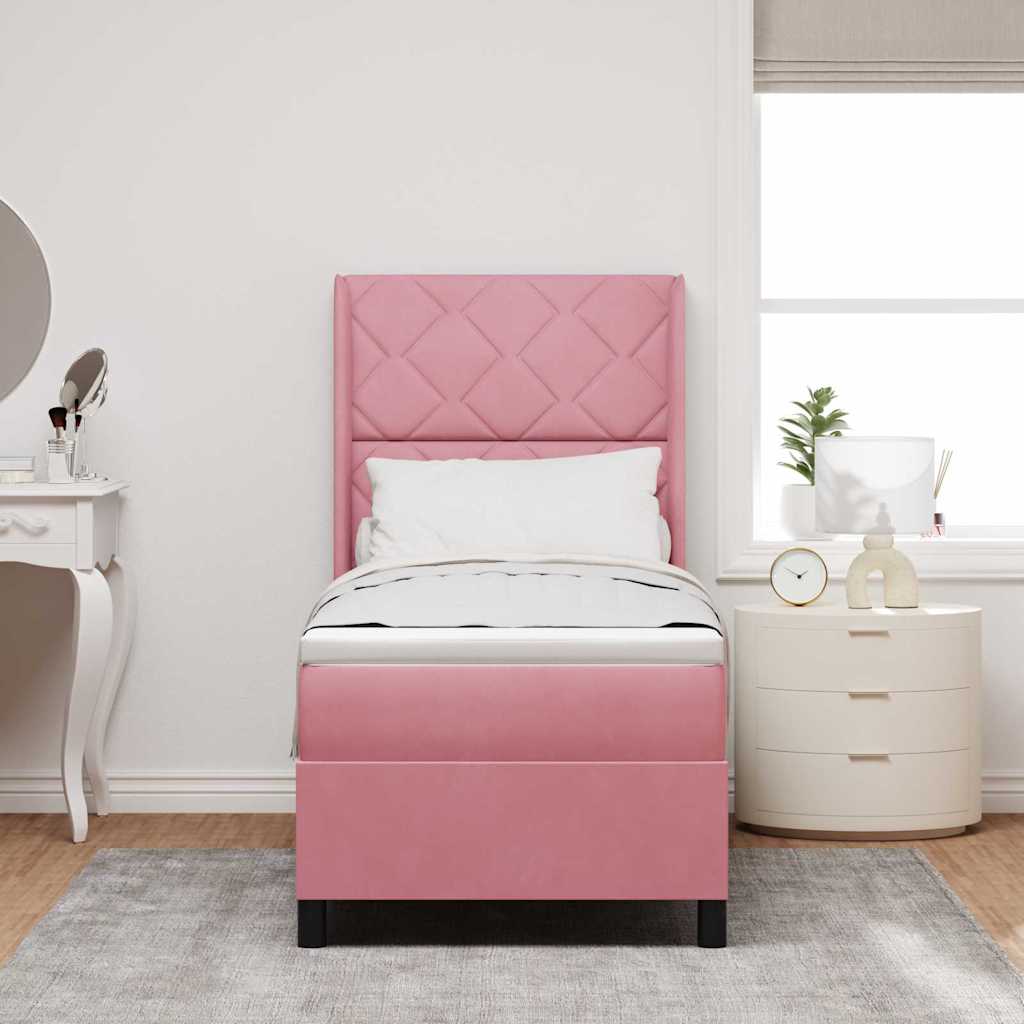Boxspringbed met matras met LED Roze 80 x 200 cm Fluweel is nu te koop bij PeponiXL, paradijselijk wonen!