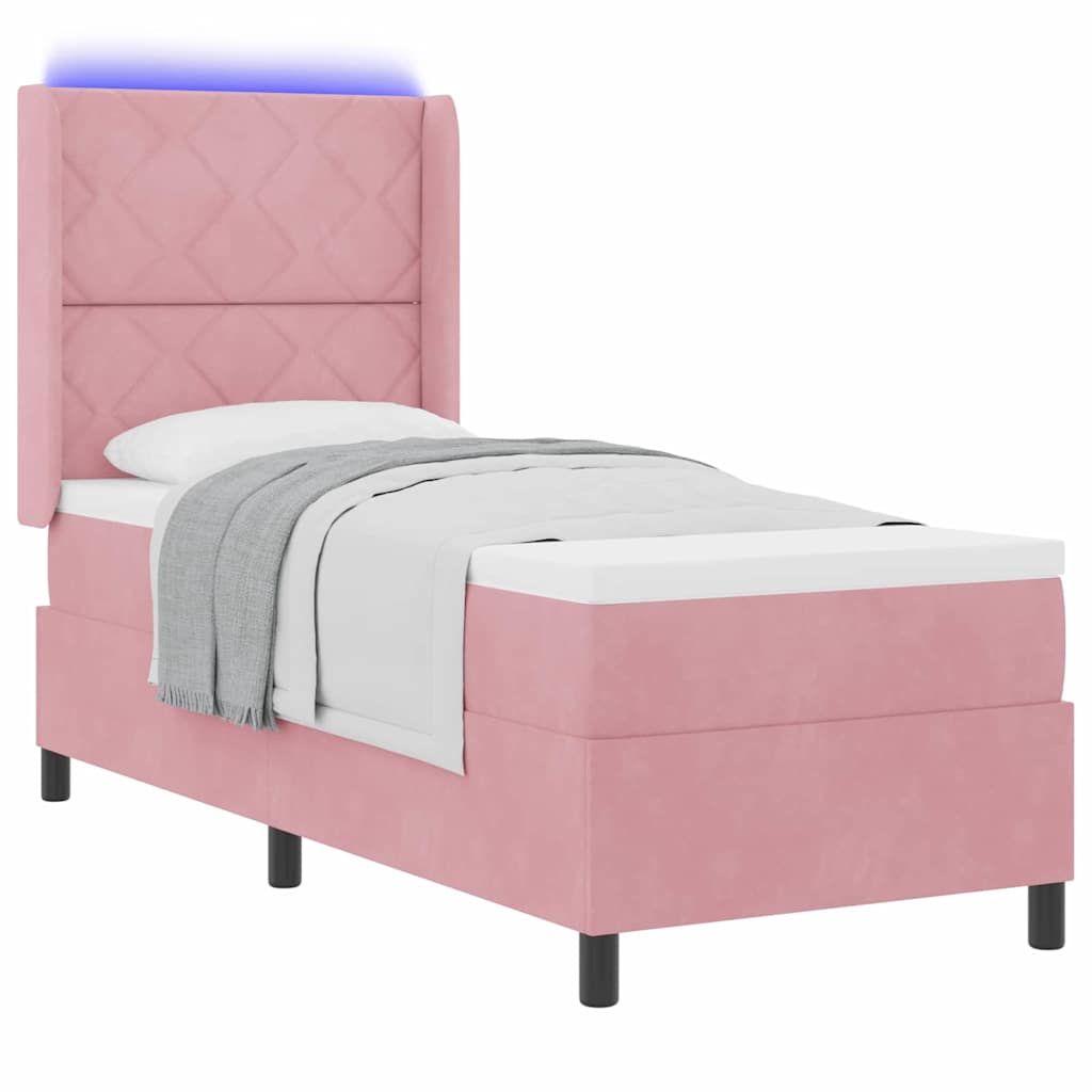 Boxspringbed met matras met LED Roze 80 x 200 cm Fluweel is nu te koop bij PeponiXL, paradijselijk wonen!