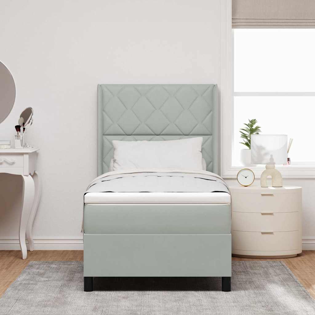 Boxspringbed met matras met LED Lichtgrijs 90 x 190 cm Fluweel is nu te koop bij PeponiXL, paradijselijk wonen!