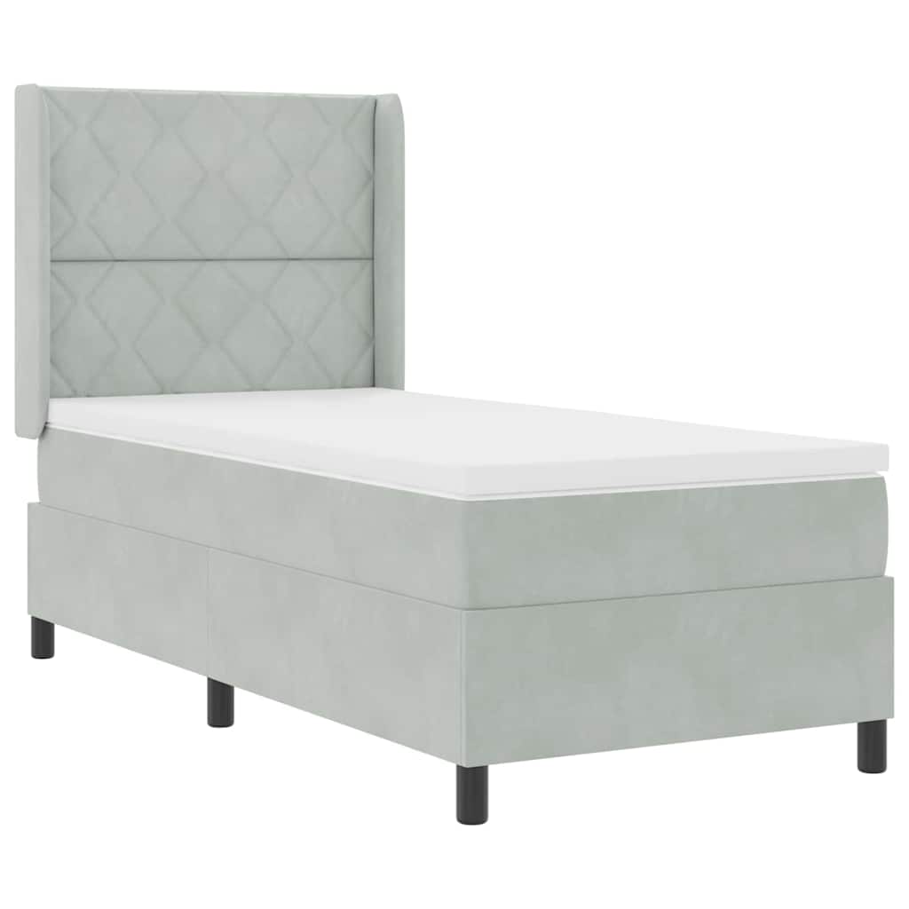 Boxspringbed met matras met LED Lichtgrijs 90 x 190 cm Fluweel is nu te koop bij PeponiXL, paradijselijk wonen!