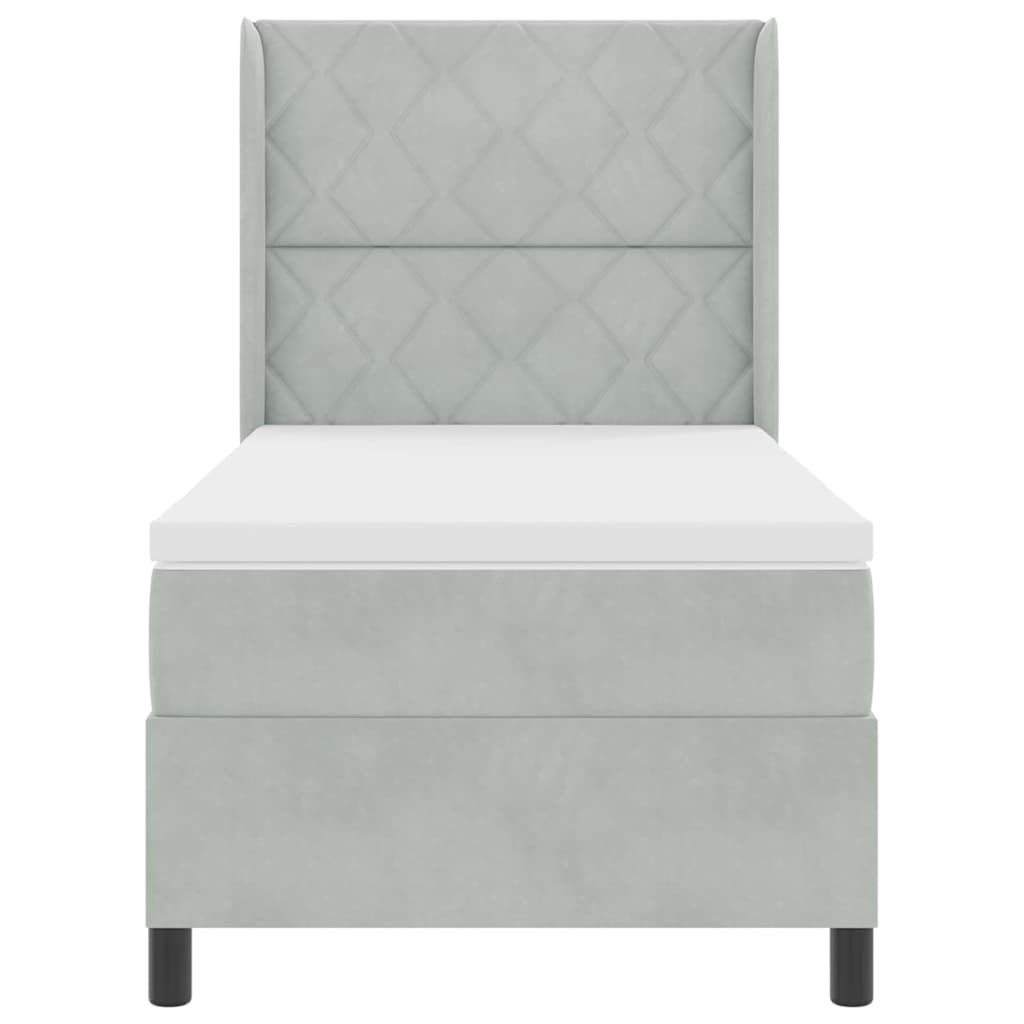 Boxspringbed met matras met LED Lichtgrijs 90 x 190 cm Fluweel is nu te koop bij PeponiXL, paradijselijk wonen!