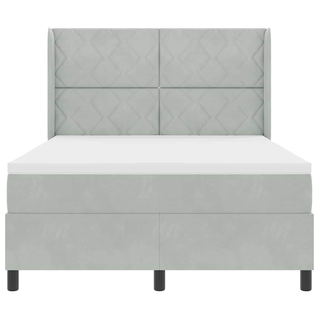 Boxspringbed met hoofdeinde Lichtgrijs 140 x 190 cm Fluweel is nu te koop bij PeponiXL, paradijselijk wonen!