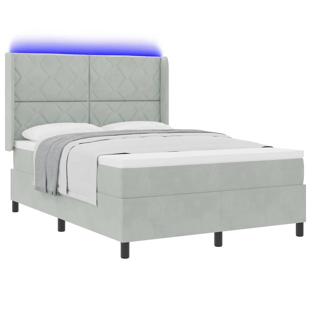 Boxspringbed met hoofdeinde Lichtgrijs 140 x 190 cm Fluweel is nu te koop bij PeponiXL, paradijselijk wonen!