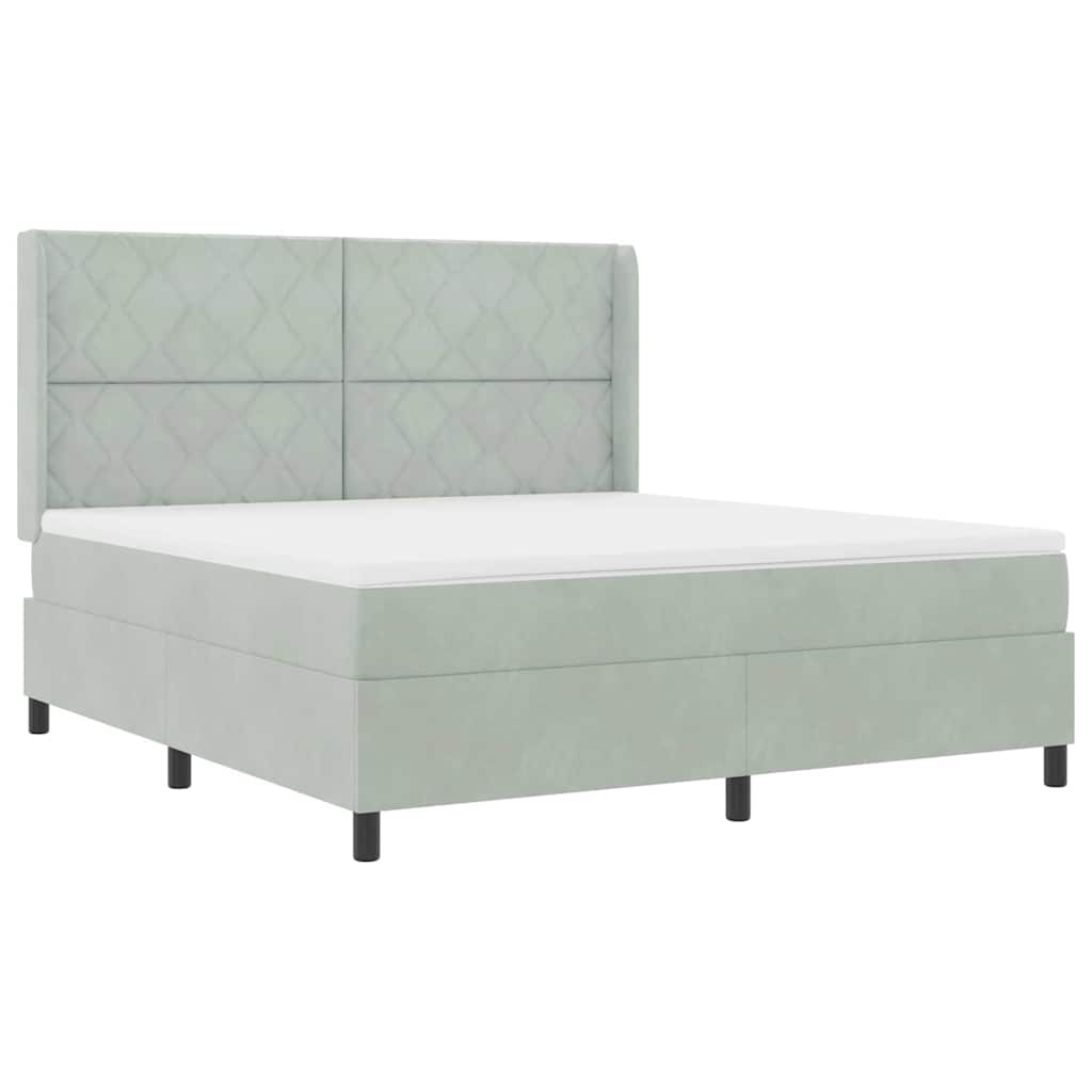 Boxspringbed met matras met LED Lichtgrijs 180 x 200 cm Fluweel is nu te koop bij PeponiXL, paradijselijk wonen!
