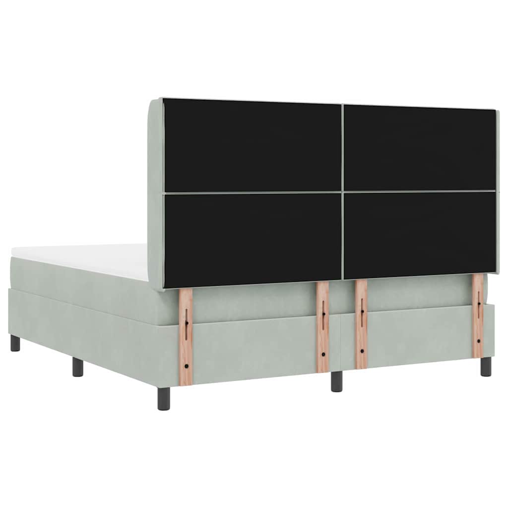 Boxspringbed met matras met LED Lichtgrijs 180 x 200 cm Fluweel is nu te koop bij PeponiXL, paradijselijk wonen!
