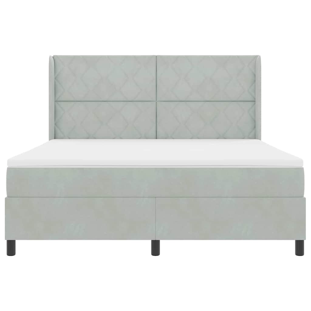 Boxspringbed met matras met LED Lichtgrijs 180 x 200 cm Fluweel is nu te koop bij PeponiXL, paradijselijk wonen!