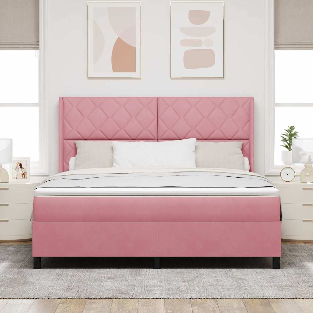 Boxspringbed met matras met LED Roze 180 x 200 cm Fluweel is nu te koop bij PeponiXL, paradijselijk wonen!