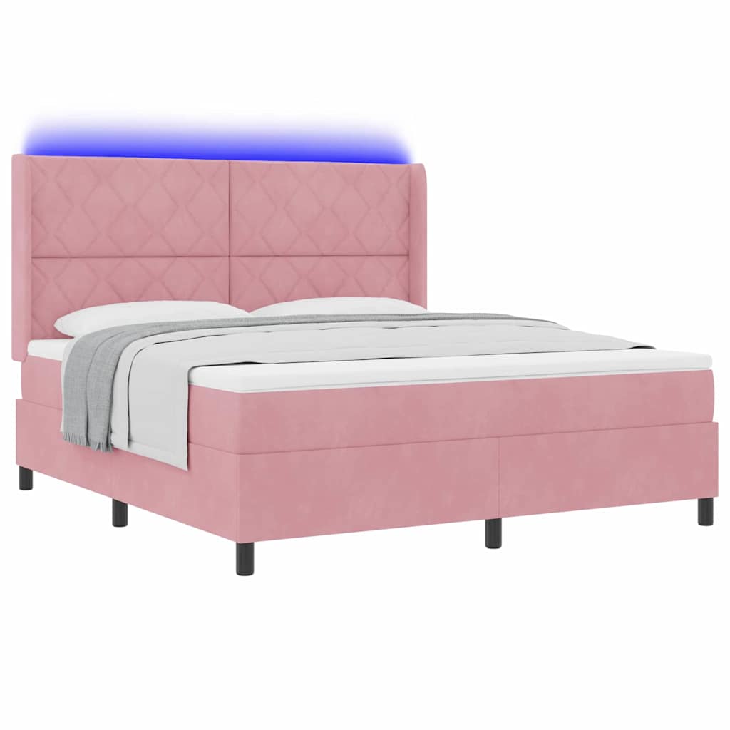 Boxspringbed met matras met LED Roze 180 x 200 cm Fluweel is nu te koop bij PeponiXL, paradijselijk wonen!