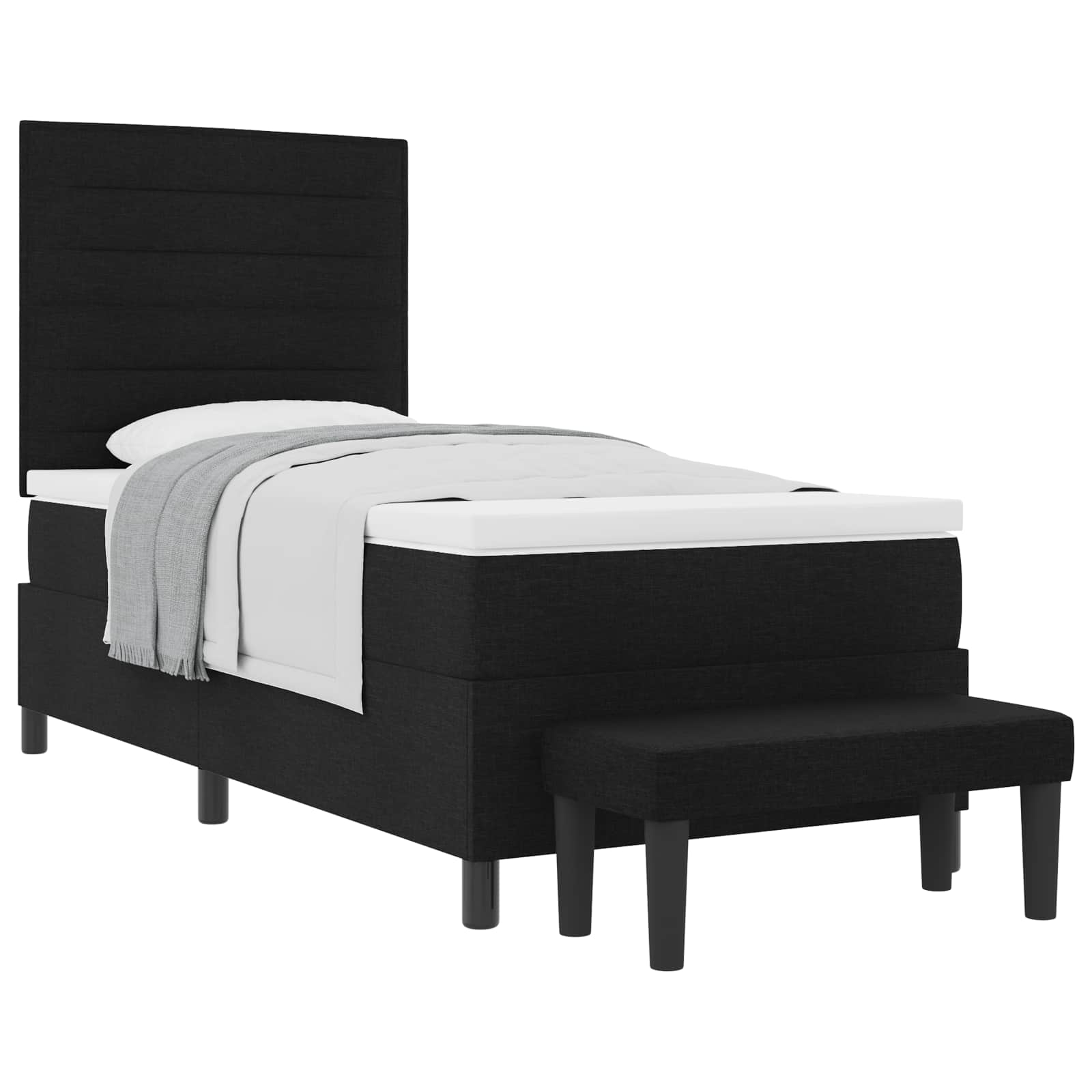 Boxspringbed met kussen met hoofdeinde Zwart 80 x 200 cm Stof is nu te koop bij PeponiXL, paradijselijk wonen!