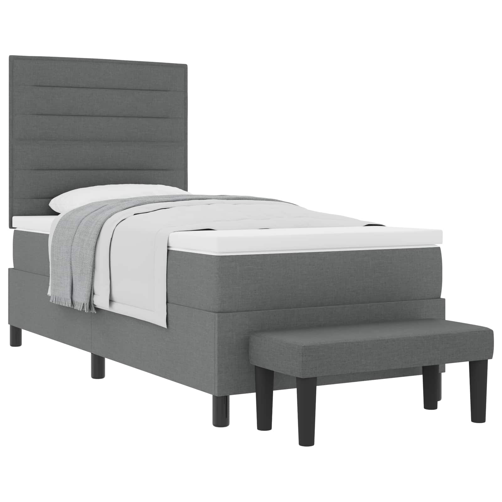 Boxspringbed met kussen Donkergrijs 90 x 190 cm Stof is nu te koop bij PeponiXL, paradijselijk wonen!
