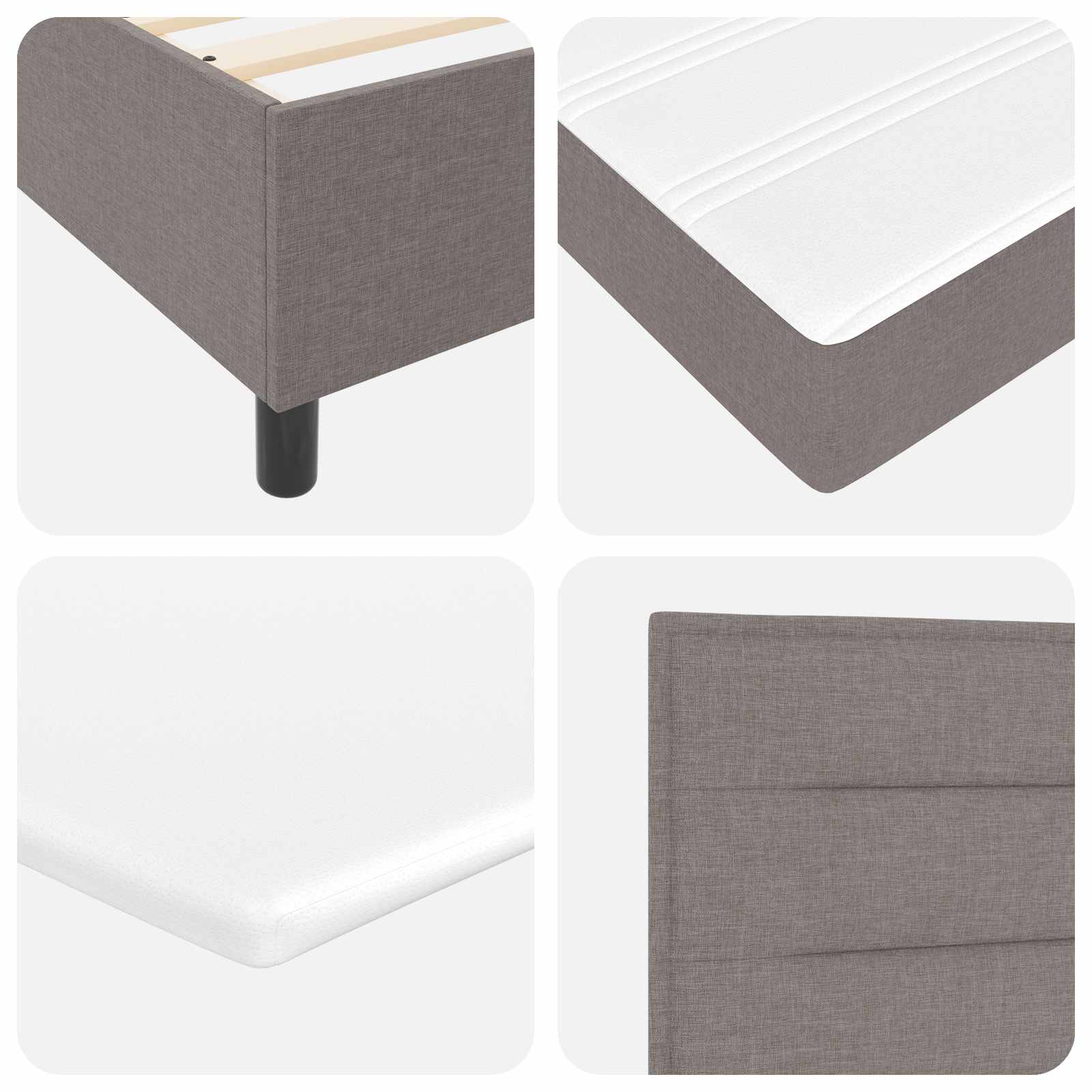 Boxspringbed met hoofdeinde Taupe 90 x 190 cm Stof is nu te koop bij PeponiXL, paradijselijk wonen!