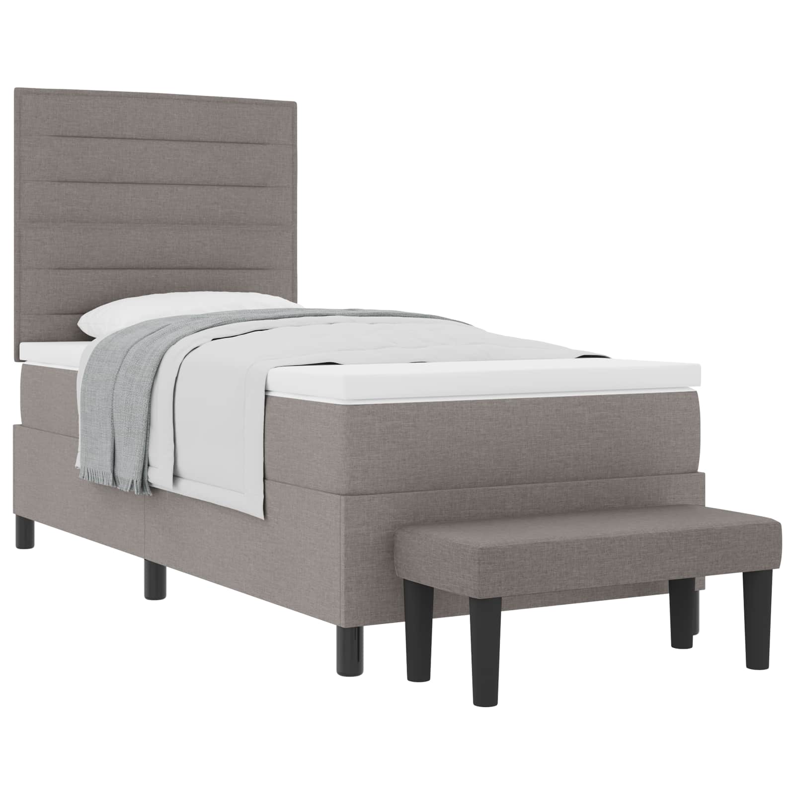 Boxspringbed met hoofdeinde Taupe 90 x 190 cm Stof is nu te koop bij PeponiXL, paradijselijk wonen!