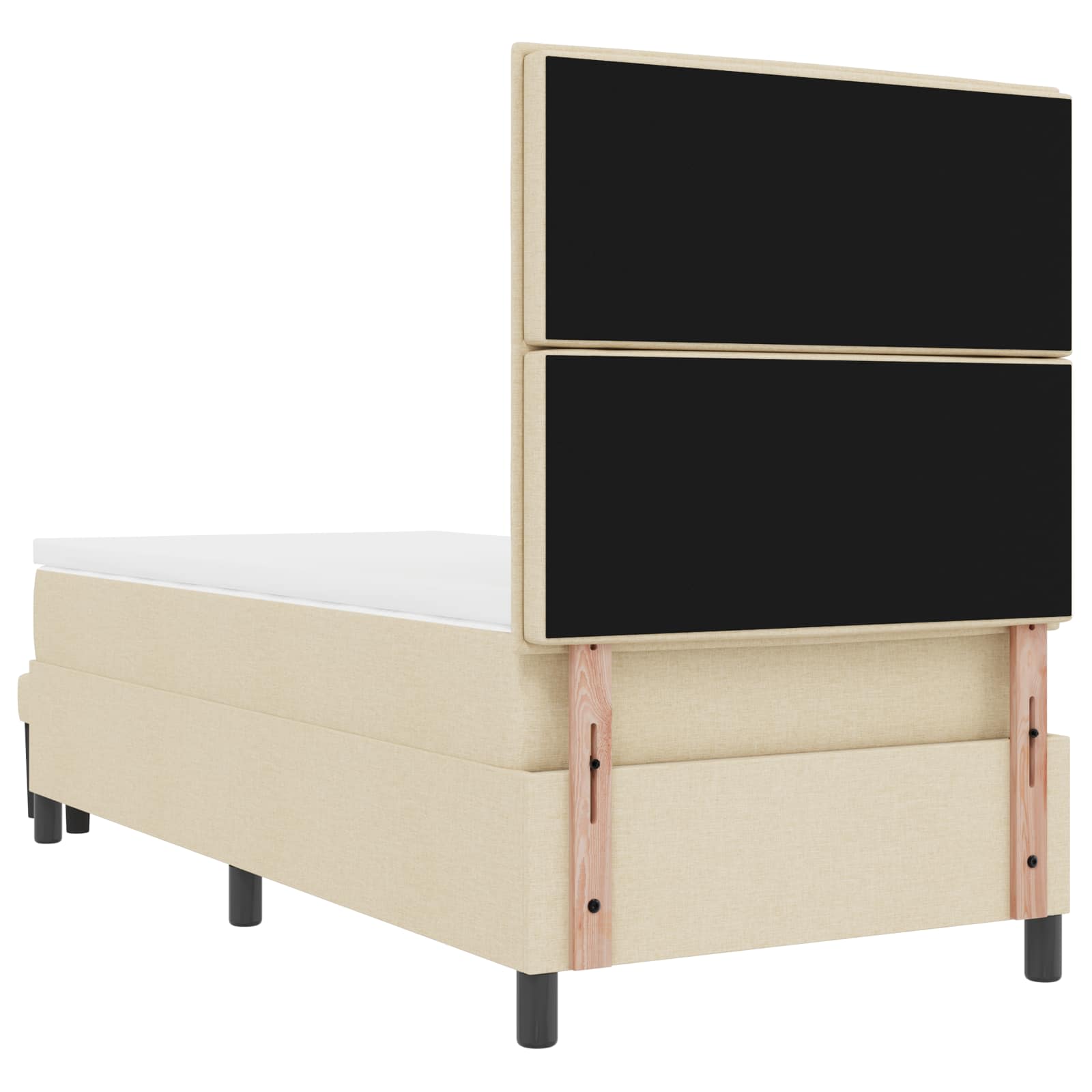 Boxspringbed met hoofdeinde Crème 90 x 190 cm Stof is nu te koop bij PeponiXL, paradijselijk wonen!
