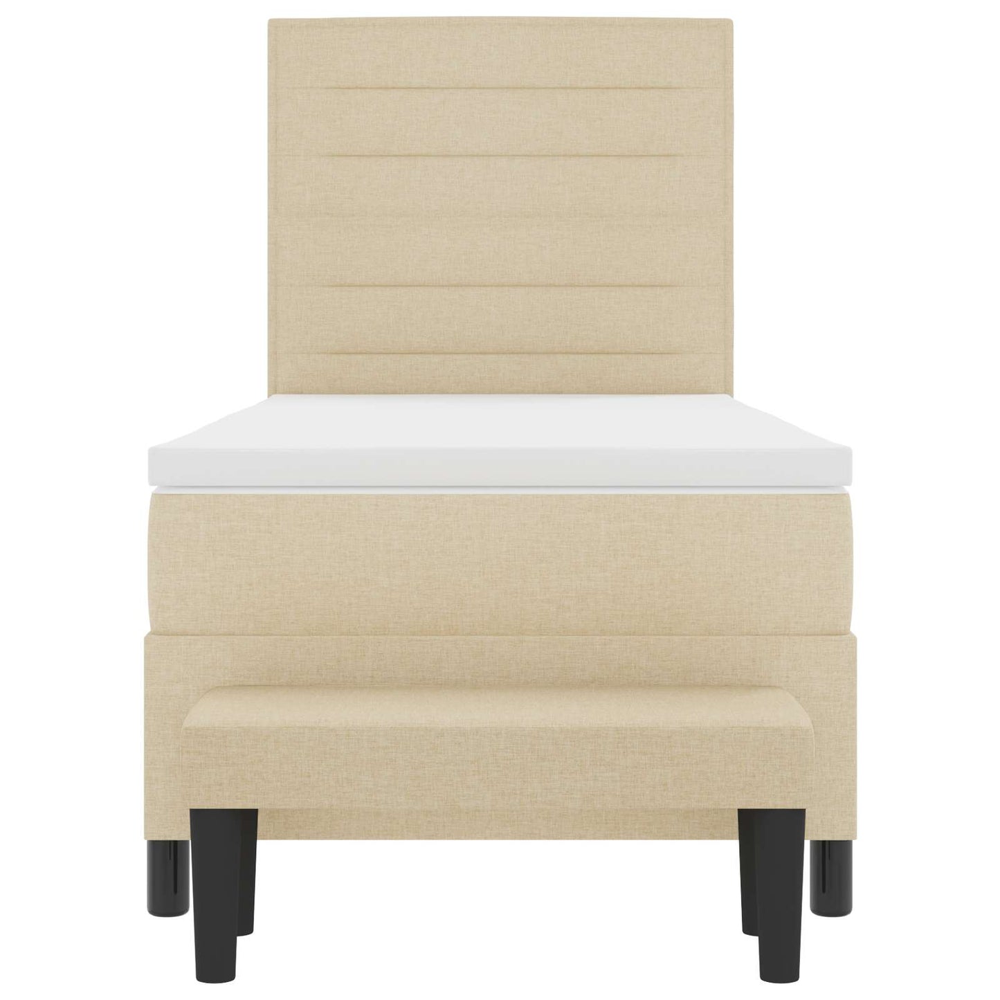 Boxspringbed met hoofdeinde Crème 90 x 190 cm Stof is nu te koop bij PeponiXL, paradijselijk wonen!