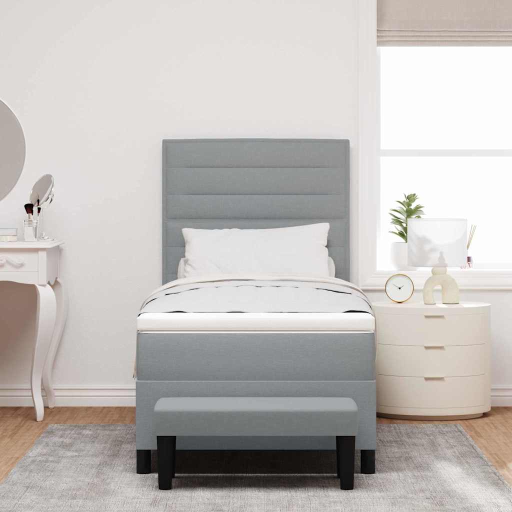 Boxspringbed met hoofdeinde Lichtgrijs 90 x 200 cm Stof is nu te koop bij PeponiXL, paradijselijk wonen!