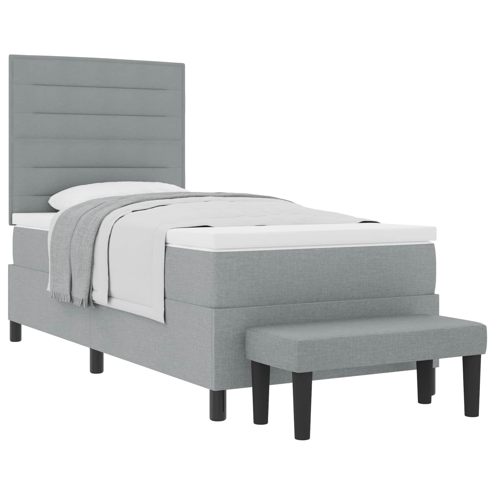 Boxspringbed met hoofdeinde Lichtgrijs 90 x 200 cm Stof is nu te koop bij PeponiXL, paradijselijk wonen!