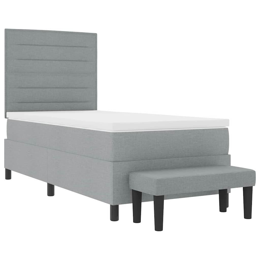 Boxspringbed met hoofdeinde Lichtgrijs 90 x 200 cm Stof is nu te koop bij PeponiXL, paradijselijk wonen!