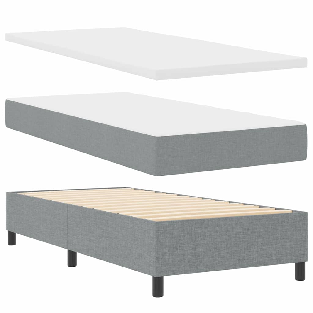 Boxspringbed met hoofdeinde Lichtgrijs 90 x 200 cm Stof is nu te koop bij PeponiXL, paradijselijk wonen!