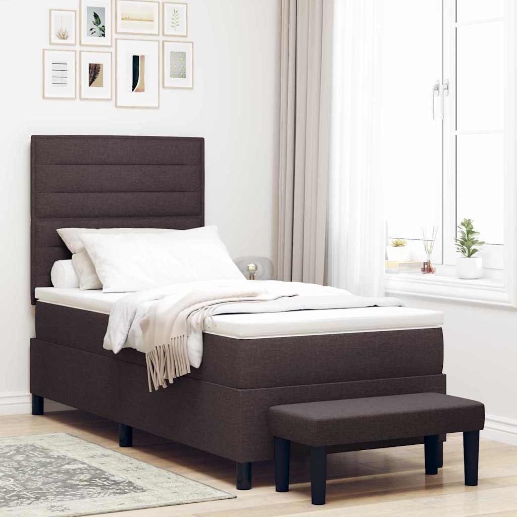 Boxspringbed met hoofdeinde Donkerbruin 90 x 200 cm Stof is nu te koop bij PeponiXL, paradijselijk wonen!