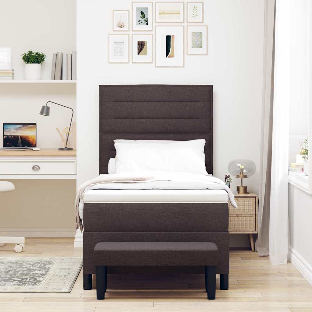 Boxspringbed met hoofdeinde Donkerbruin 90 x 200 cm Stof is nu te koop bij PeponiXL, paradijselijk wonen!