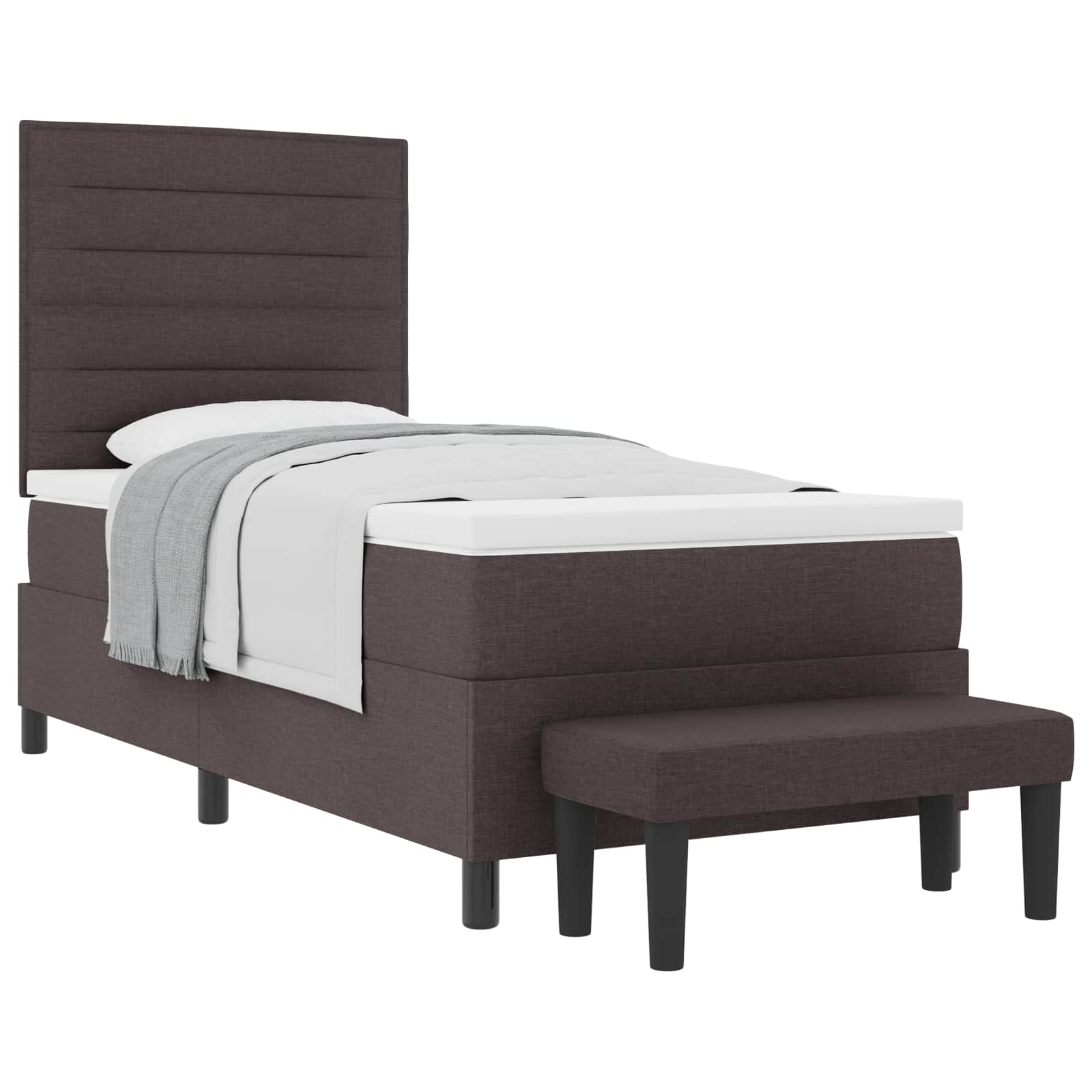 Boxspringbed met hoofdeinde Donkerbruin 90 x 200 cm Stof is nu te koop bij PeponiXL, paradijselijk wonen!