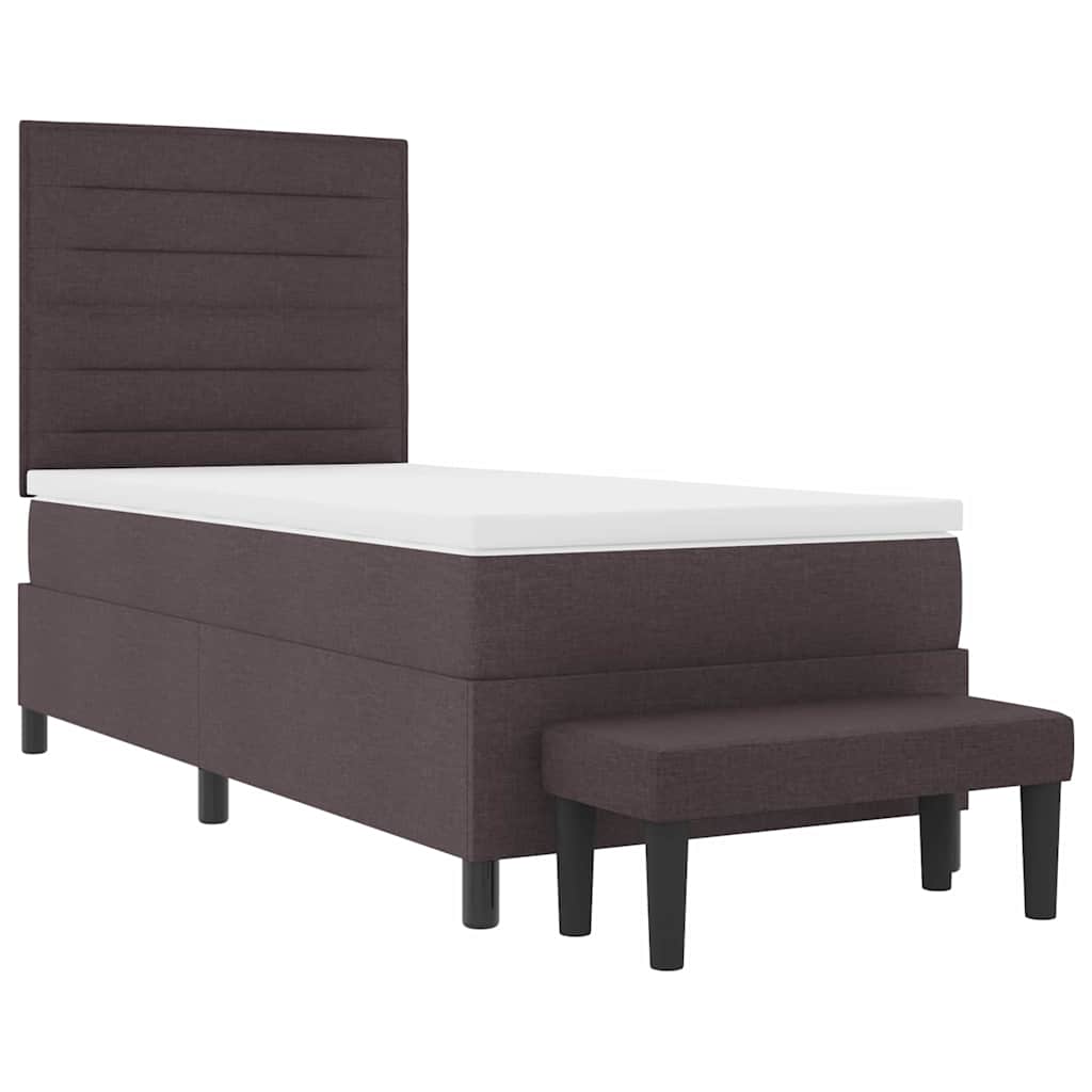 Boxspringbed met hoofdeinde Donkerbruin 90 x 200 cm Stof is nu te koop bij PeponiXL, paradijselijk wonen!