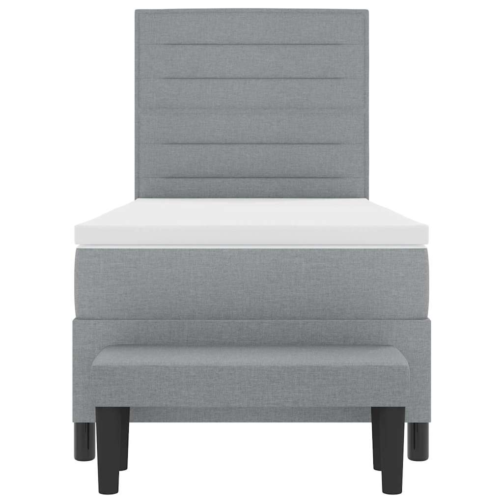 Boxspringbed met hoofdeinde Lichtgrijs 100 x 200 cm Stof is nu te koop bij PeponiXL, paradijselijk wonen!