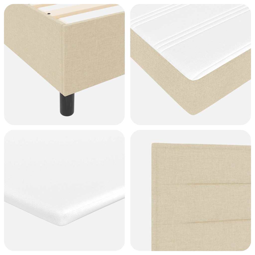 Boxspringbed met kussen met hoofdeinde Crème 100 x 200 cm Stof is nu te koop bij PeponiXL, paradijselijk wonen!