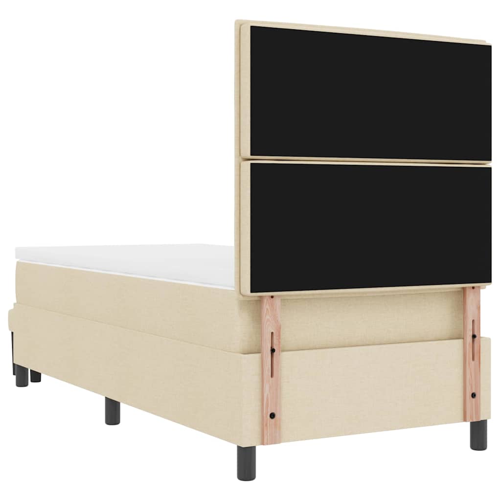 Boxspringbed met kussen met hoofdeinde Crème 100 x 200 cm Stof is nu te koop bij PeponiXL, paradijselijk wonen!