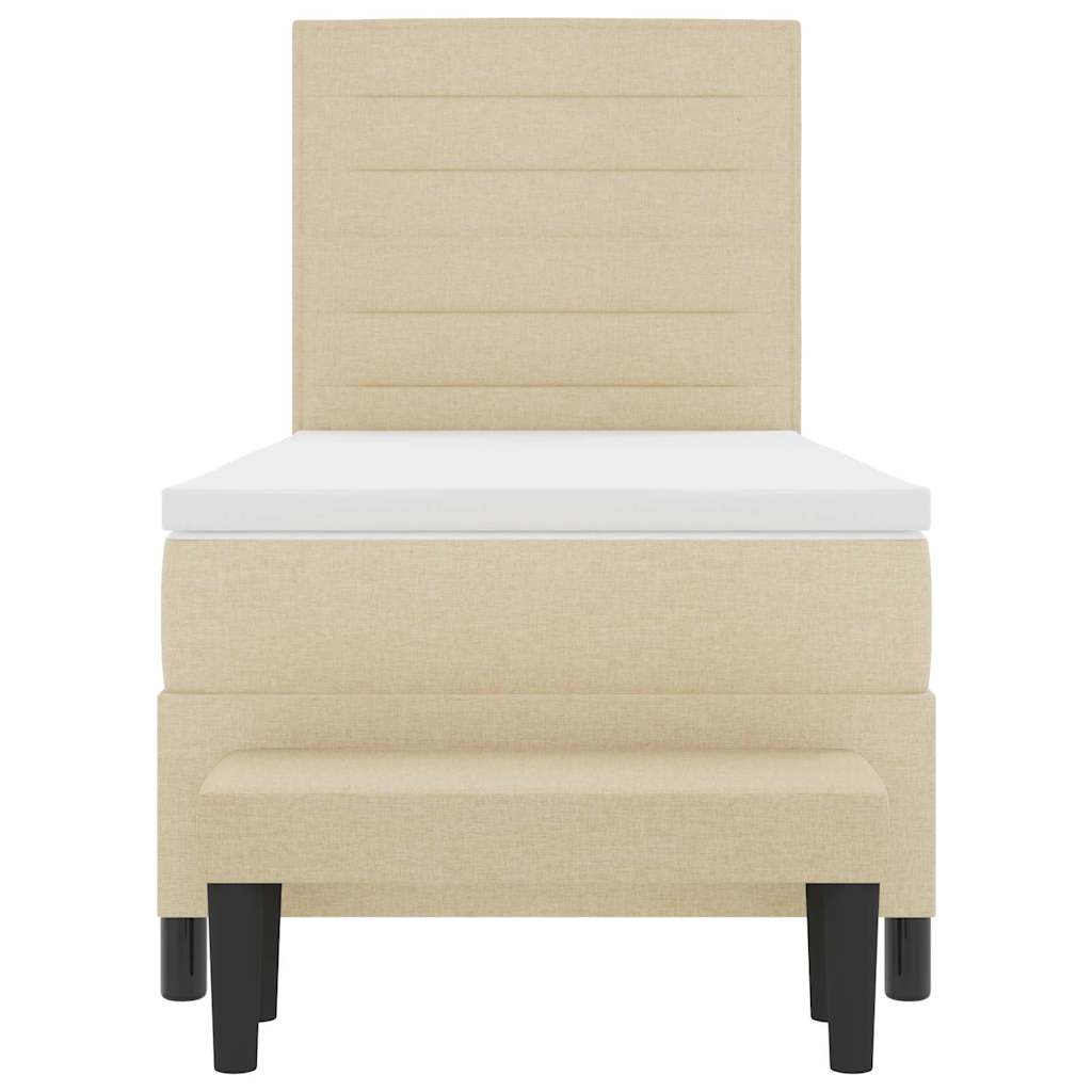 Boxspringbed met kussen met hoofdeinde Crème 100 x 200 cm Stof is nu te koop bij PeponiXL, paradijselijk wonen!