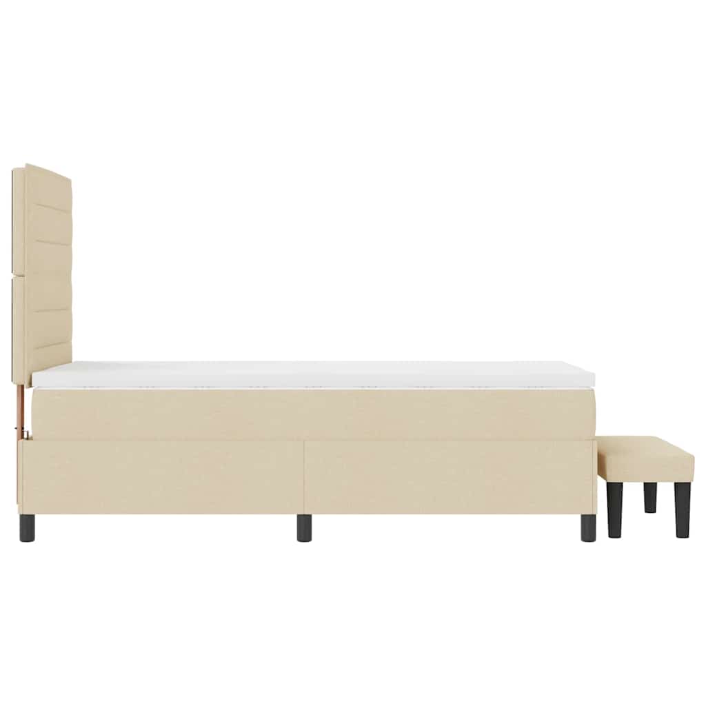 Boxspringbed met kussen met hoofdeinde Crème 100 x 200 cm Stof is nu te koop bij PeponiXL, paradijselijk wonen!