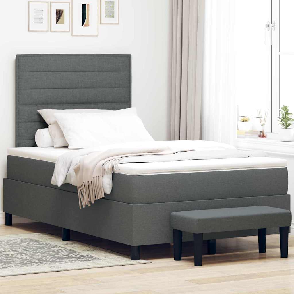 Boxspringbed met hoofdeinde Donkergrijs 120 x 190 cm Stof is nu te koop bij PeponiXL, paradijselijk wonen!