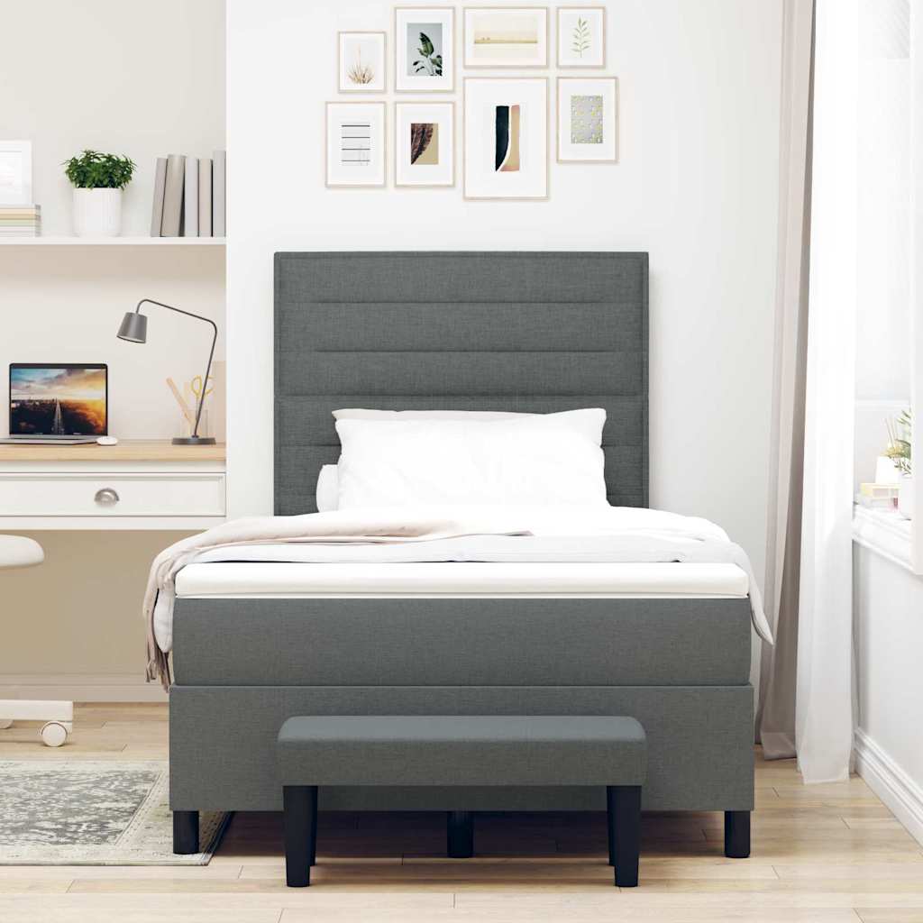Boxspringbed met hoofdeinde Donkergrijs 120 x 190 cm Stof is nu te koop bij PeponiXL, paradijselijk wonen!