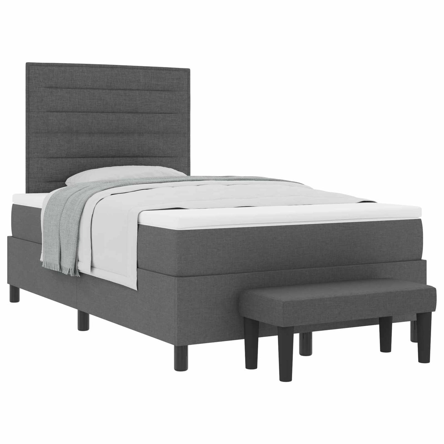 Boxspringbed met hoofdeinde Donkergrijs 120 x 190 cm Stof is nu te koop bij PeponiXL, paradijselijk wonen!