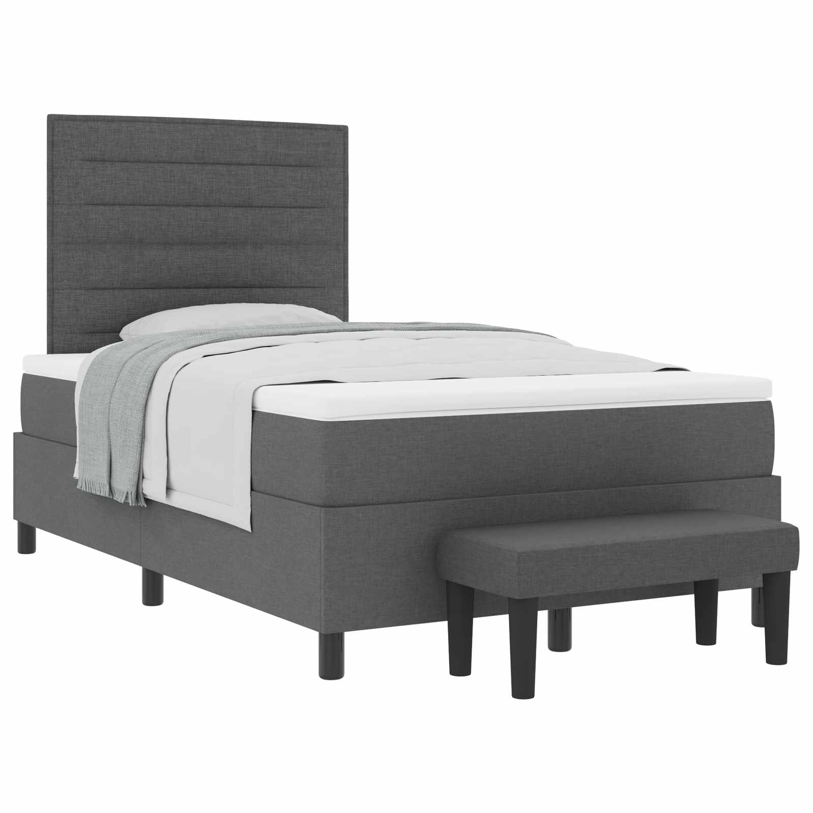 Boxspringbed met hoofdeinde Donkergrijs 120 x 190 cm Stof is nu te koop bij PeponiXL, paradijselijk wonen!