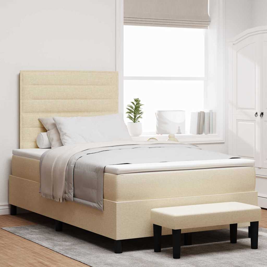 Boxspringbed met hoofdeinde Crème 120 x 190 cm Stof is nu te koop bij PeponiXL, paradijselijk wonen!