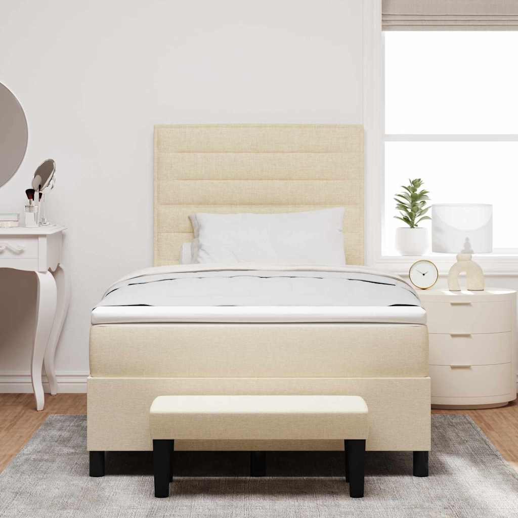 Boxspringbed met hoofdeinde Crème 120 x 190 cm Stof is nu te koop bij PeponiXL, paradijselijk wonen!