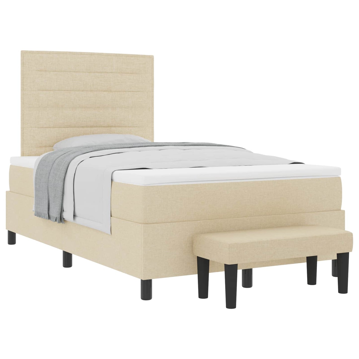 Boxspringbed met hoofdeinde Crème 120 x 190 cm Stof is nu te koop bij PeponiXL, paradijselijk wonen!