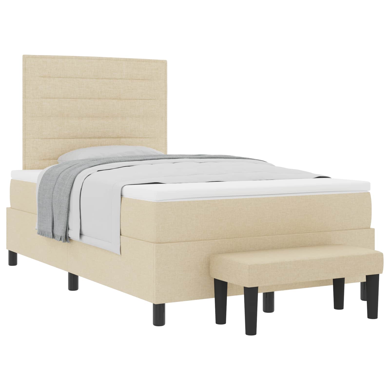 Boxspringbed met hoofdeinde Crème 120 x 190 cm Stof is nu te koop bij PeponiXL, paradijselijk wonen!