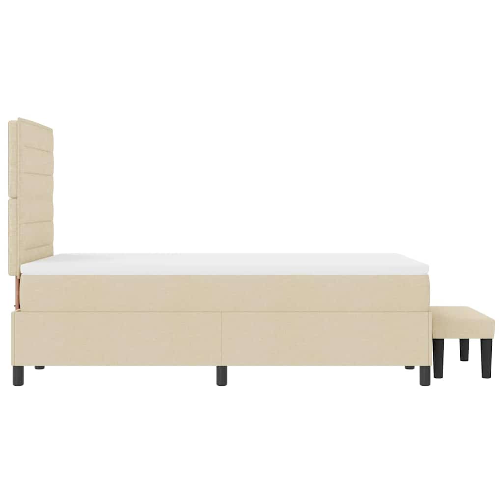 Boxspringbed met hoofdeinde Crème 120 x 190 cm Stof is nu te koop bij PeponiXL, paradijselijk wonen!