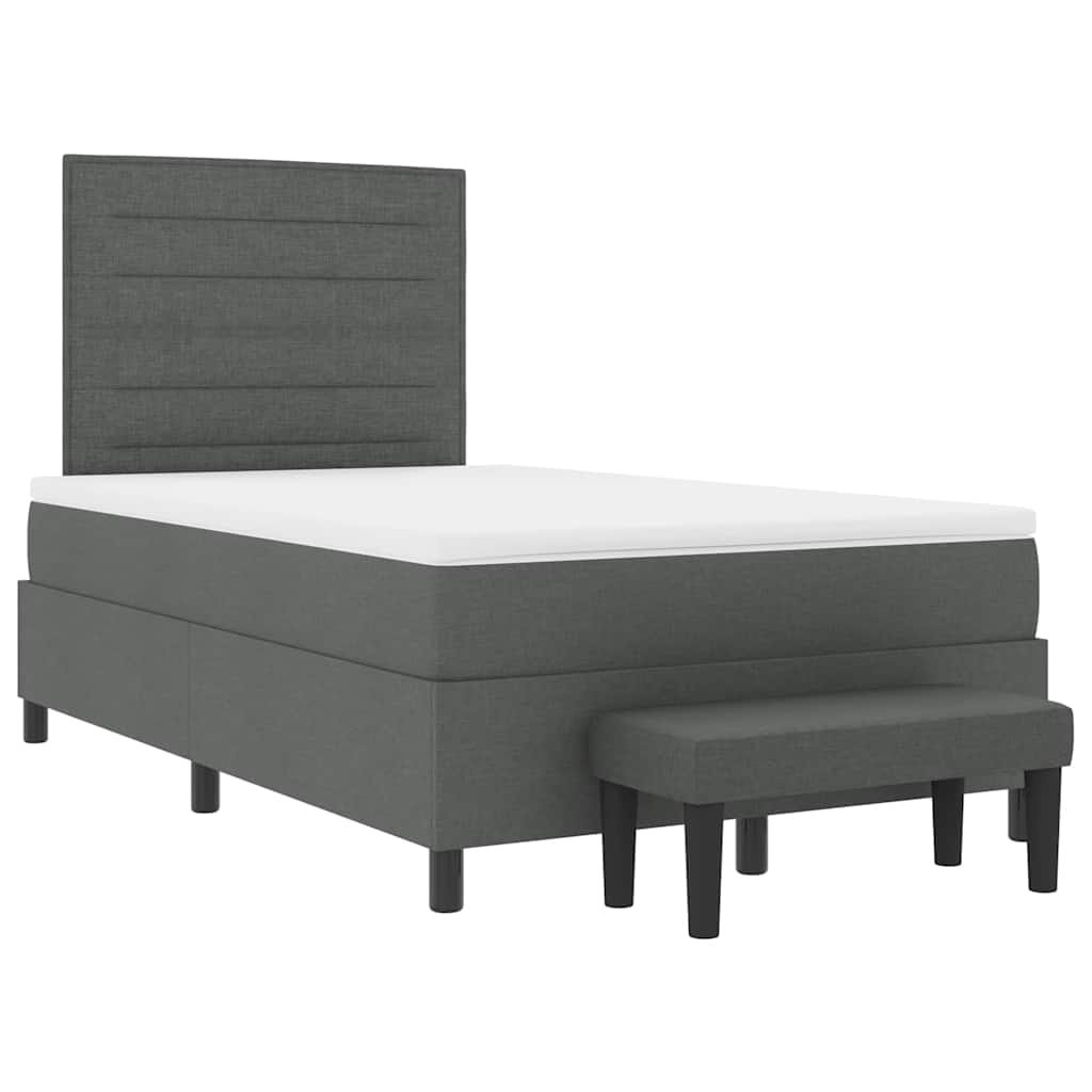 Boxspringbed met kussen Donkergrijs 120 x 200 cm Stof is nu te koop bij PeponiXL, paradijselijk wonen!