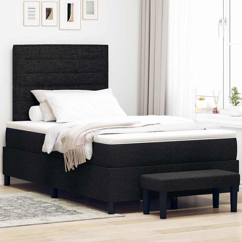Boxspringbed met hoofdeinde Zwart 120 x 200 cm Stof is nu te koop bij PeponiXL, paradijselijk wonen!