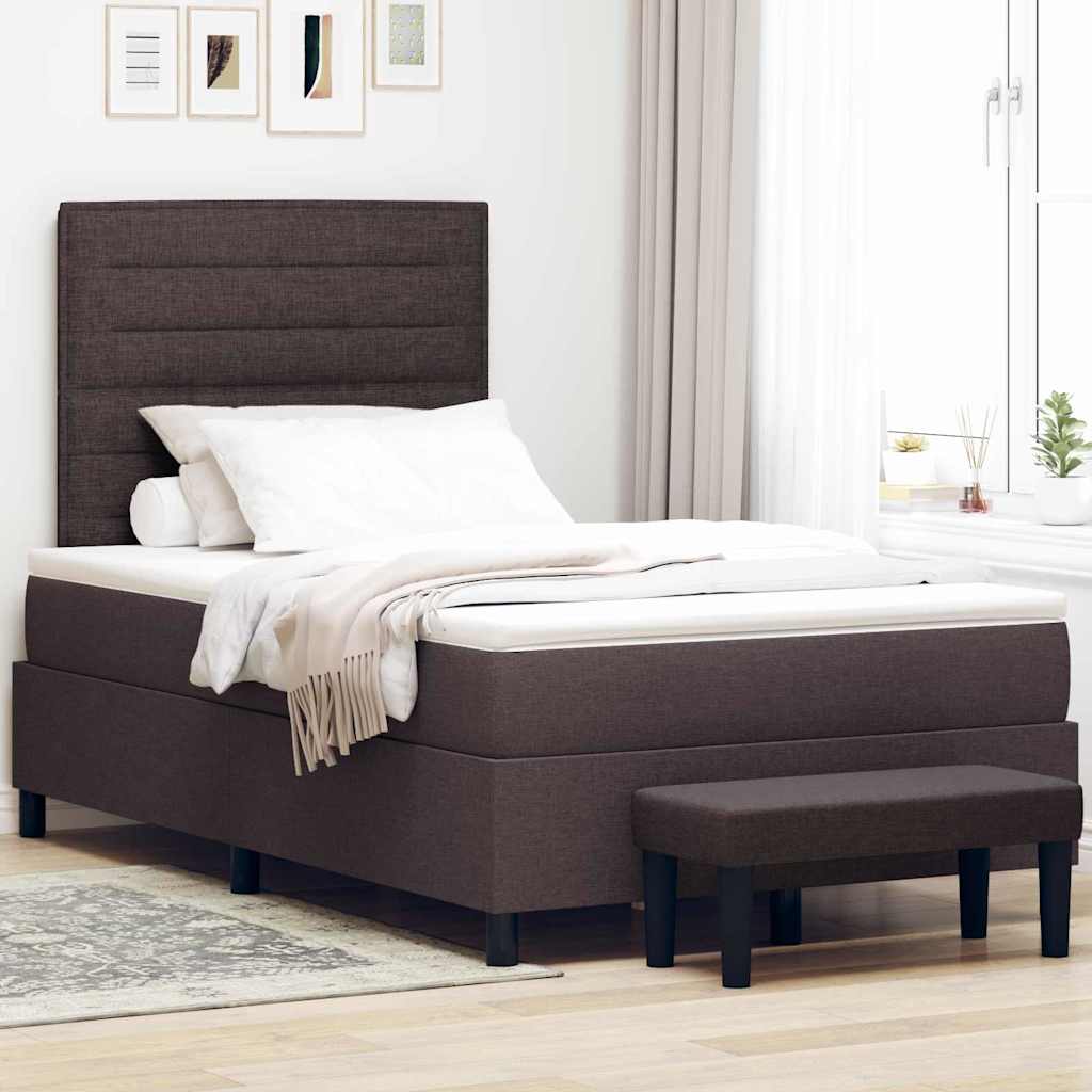 Boxspringbed met hoofdeinde Donkerbruin 120 x 200 cm Stof is nu te koop bij PeponiXL, paradijselijk wonen!