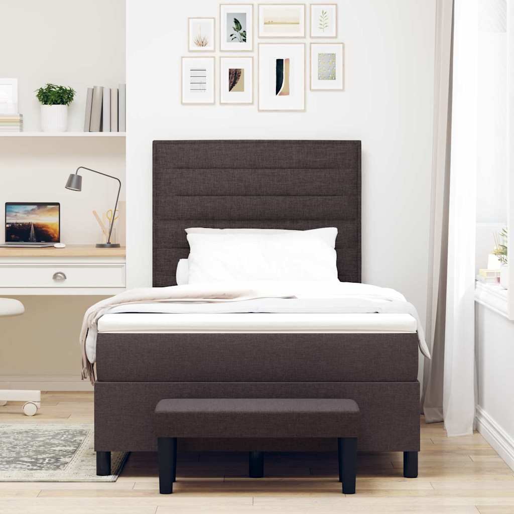 Boxspringbed met hoofdeinde Donkerbruin 120 x 200 cm Stof is nu te koop bij PeponiXL, paradijselijk wonen!